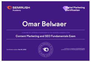 Certification content marketing and SEO fundamentals 2021